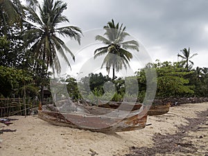 Traditional boat carved from a tree trunk, Nosi Be, Madagascar,