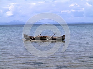 Traditional boat carved from a tree trunk, Nosi Be, Madagascar,