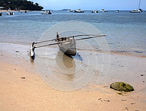 Traditional boat carved from a tree trunk, Nosi Be, Madagascar,