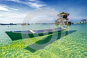 Traditional boat with Clean sea wonderfull Indonesia