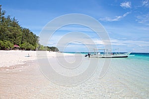 Traditional boat on Gili Meno island beach, Indonesia photo