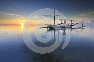 Traditional boat reflections in the morning