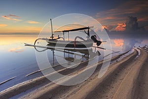 Traditional boat reflections in the morning