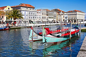Traditional boats on the canal in Aveiro photo