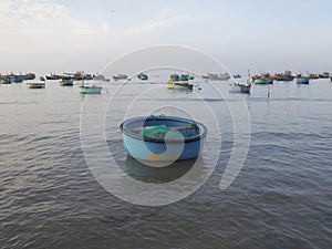 Traditional boats at Mui Ne beach, Vietnam