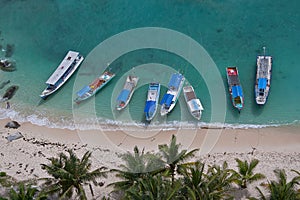 Traditional boats parked in the beach viewed from the air