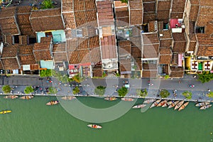 Traditional boats on Thu Bon river