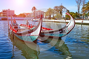 Traditional boats in Vouga river. Aveiro photo