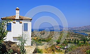 A traditional bodrum house with sea scene