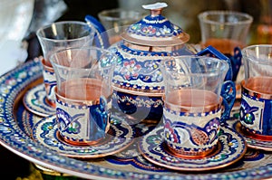Traditional bosnian tea set for sale at the market