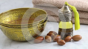 Traditional bottle of Argan Oil in Hammam