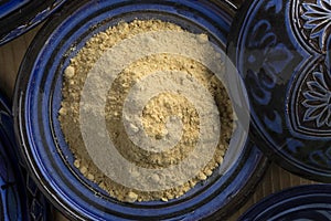 Traditional bowl with Moroccan dried ginger powder