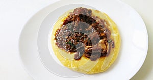 Traditional brazilian dish, Corn meal with oxtail stew,