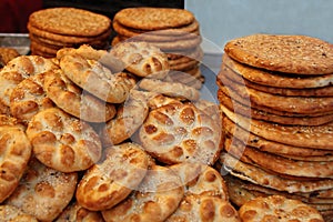Traditional bread and pastries in a confectionary photo
