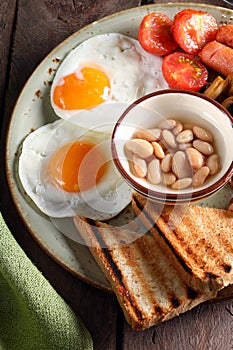 traditional breakfast with eggs salad