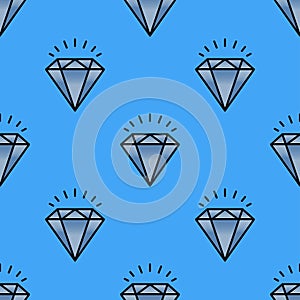 Traditional brilliant jewellery seamless pattern diamond luxury fine minute precious gold jewelery vector illustration