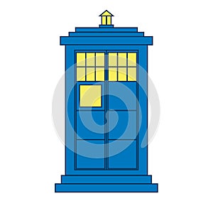 Traditional British police box design vector flat isolated illustration