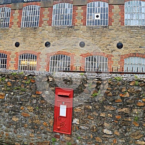 Traditional British red post box