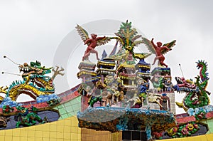 Traditional Buddhist decoration on the roof of temple