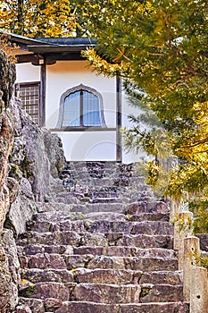 Traditional Buddhist Monastery Stairs Located on Mount Koyasan in Japan