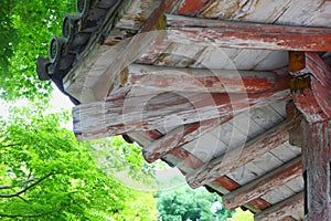 Traditional building detail in Byodoin Temple in Uji,Kyoto,Japan