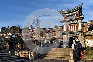 Traditional Building at the Sifang jie in Lijiang,Yunnan, China