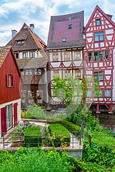 Traditional buildings at Fishermen's district of German town Ulm