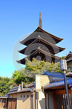 Traditional buildings near Kiyomizu-dera temple, a Buddhist Temple in Kiyomizu, Higashiyama Ward,