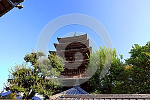 Traditional buildings near Kiyomizu-dera temple, a Buddhist Temple in Kiyomizu, Higashiyama Ward,