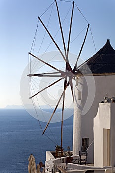 Traditional buildings in Oia, Santorini during sunset