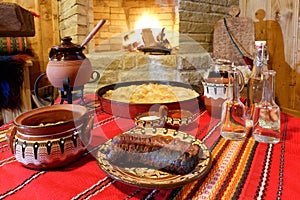 Traditional Bulagrian food on table photo