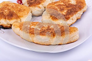 Traditional Bulgarian, Balkan homemade dough breakfast Mekitsi, Mekici fried in deep oil