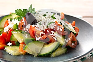 Traditional Bulgarian shopska salad