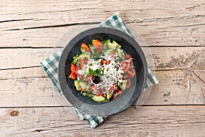 Traditional Bulgarian shopska salad