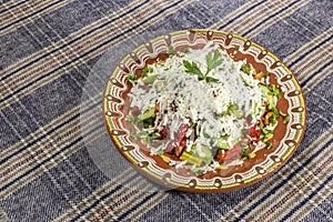 Traditional bulgarian Shopska salad