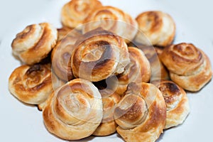 Traditional Bulgarien Cheese Pie spiral phyllo pastry.Serbian and Bosnian burek. Bulgarian banitsa. Turkish borek. Greek tiropita