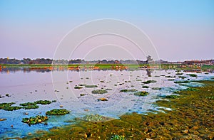 Boats on Taungthaman Lake, Amarapura, Myanmar