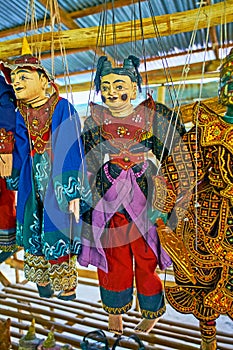 Traditional Burmese string puppets, Inle Lake, Myanmar