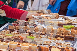 Traditional cakes and sweets during a celebration in Val Isarco, Dolomites