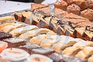 Traditional  cakes and sweets during a celebration in Val Isarco, Dolomites