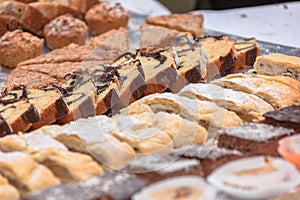 Traditional  cakes and sweets during a celebration in Val Isarco, Dolomites