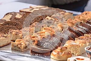 Traditional cakes and sweets during a celebration in Val Isarco, Dolomites