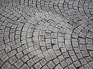 Traditional calssic cobbled stones road