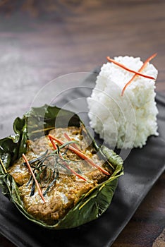 Traditional Cambodian khmer fish amok curry