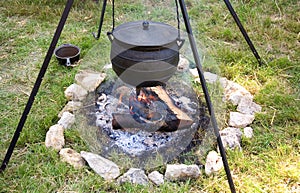 Traditional campfire cooking