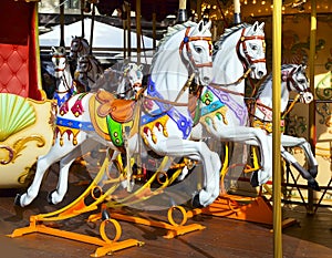 Traditional carousel with horses