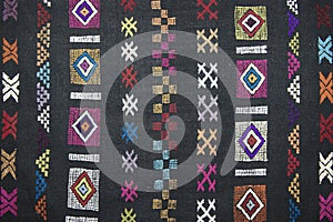 Traditional carpet pattern of Black Miao (Hmong) minority, Sapa, Vietnam.