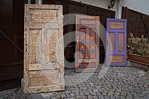 Traditional carved Turkish house doors