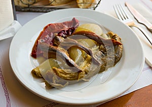 Catalan escalivada with anchovy fillets photo