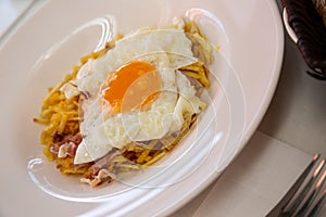 Traditional Catalonian dish Huevo cabreado photo